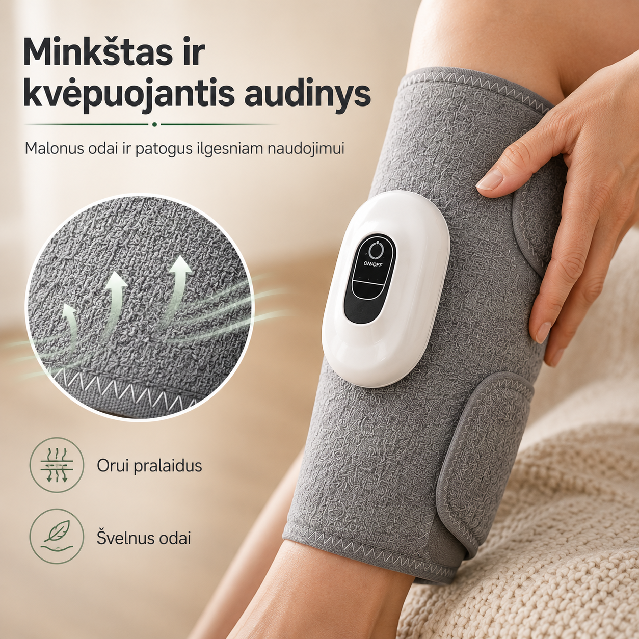 Elektrinis blauzdų masažuoklis, kuris sumažina kojų skausmus