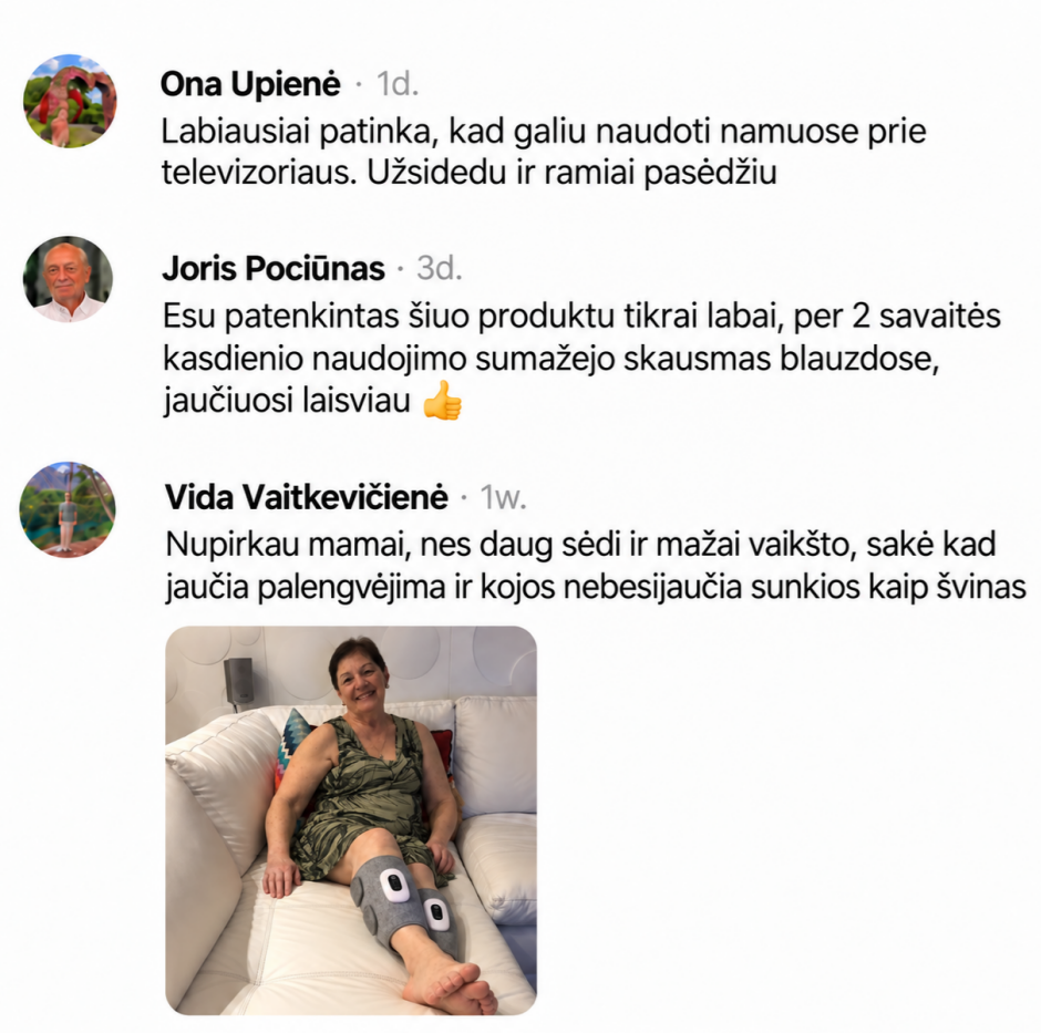 Klientų komentarai apie Kojoms™ masažuoklį